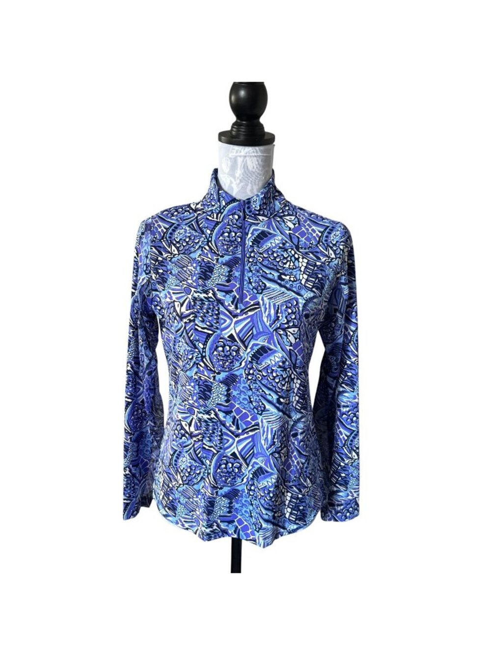 IBKUL Womens UPF 50+ 1/4 Zip Shirt Long Sleeve Golf Athletic Blue Small